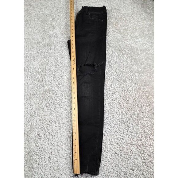 Free People Shark Bite Distress Raw Hem Skinny Jeans Black - Picture 11 of 13